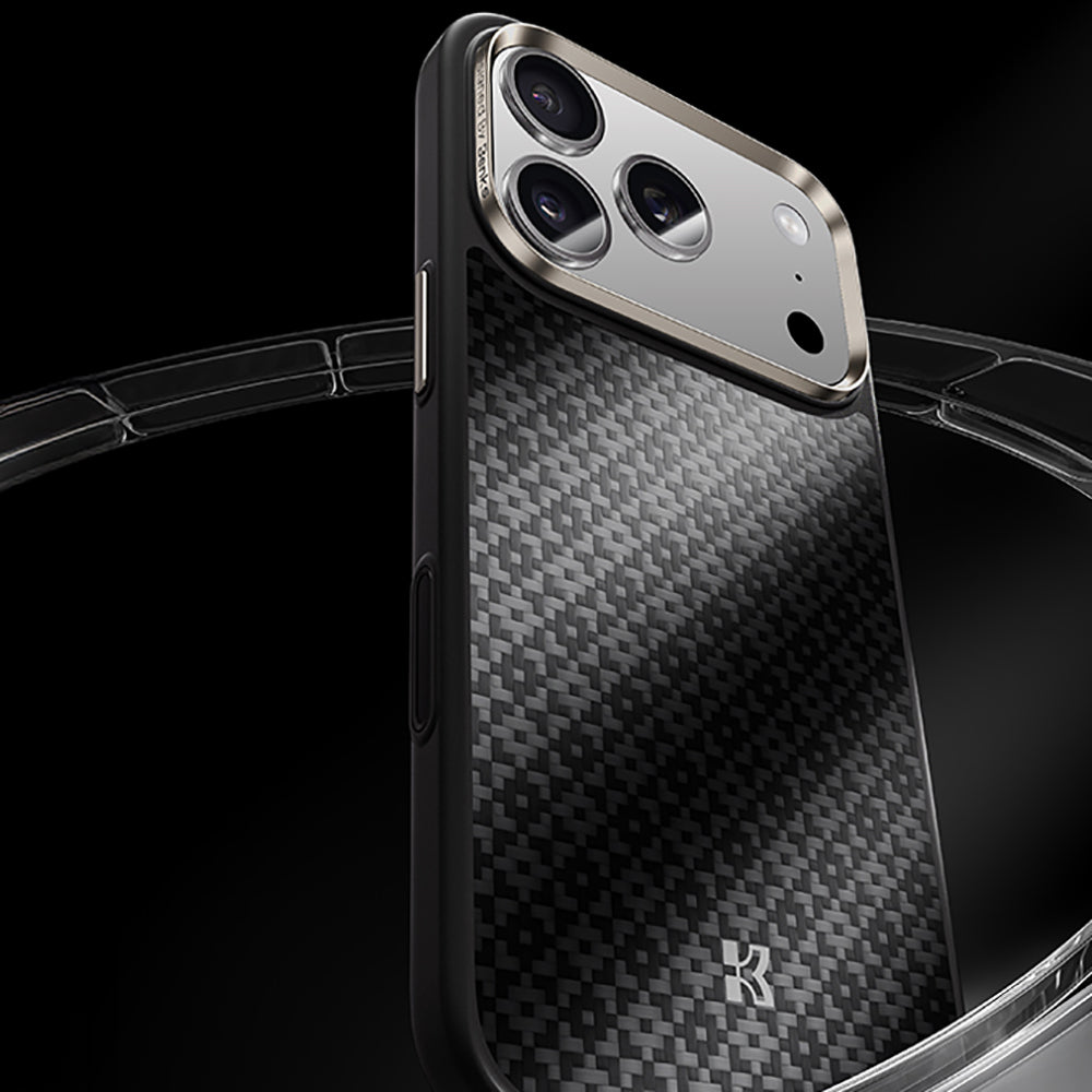 iPhone 17 Pro Max Kılıf M-Safe Şarj Özellikli Benks ArmorPro ArmorGrid Serisi Kevlar Karbon Kılıf
