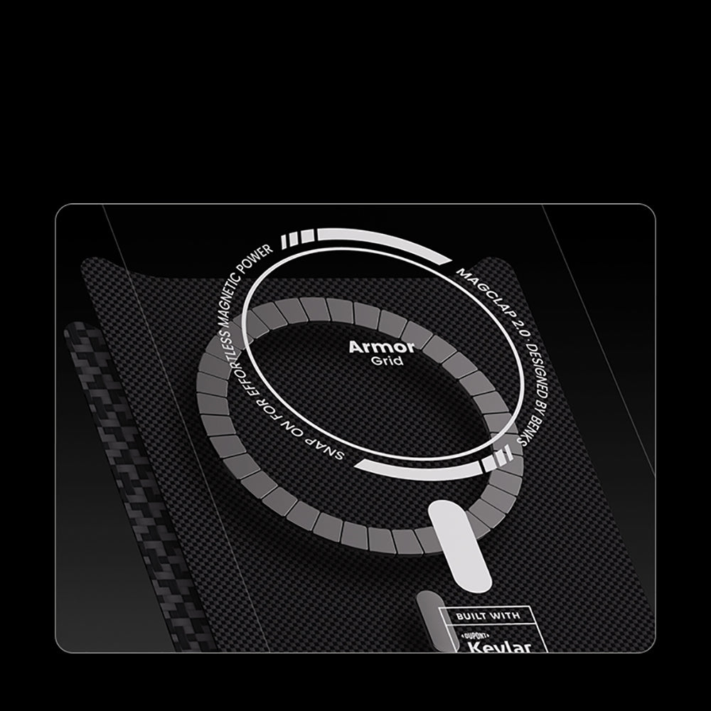 iPhone 17 Pro Max Kılıf M-Safe Şarj Özellikli Benks ArmorPro ArmorGrid Serisi Kevlar Kılıf