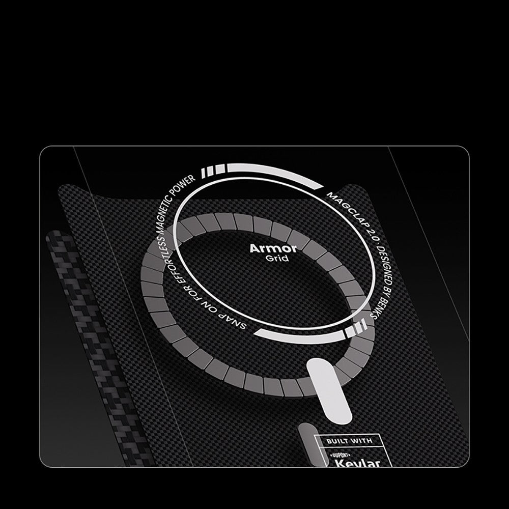 iPhone 17 Pro Max Kılıf M-Safe Şarj Özellikli Benks ArmorPro ArmorGrid Serisi Kevlar Karbon Kılıf