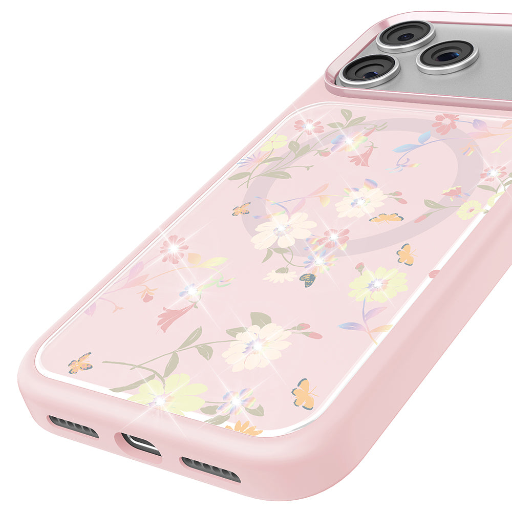 iPhone 17 Pro Max Kılıf M-safe Şarj Özellikli Çiçek Tasarımlı Mutural Flower Serisi Kılıf