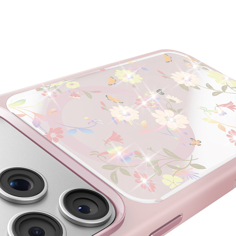 iPhone 17 Pro Max Kılıf M-safe Şarj Özellikli Çiçek Tasarımlı Mutural Flower Serisi Kılıf