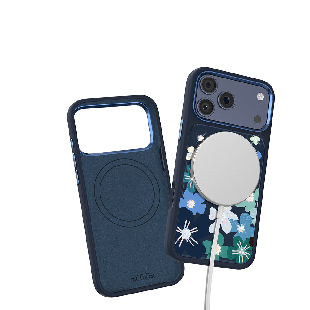 iPhone 17 Pro Max Kılıf M-safe Şarj Özellikli Çiçek Tasarımlı Mutural Flower Serisi Kılıf