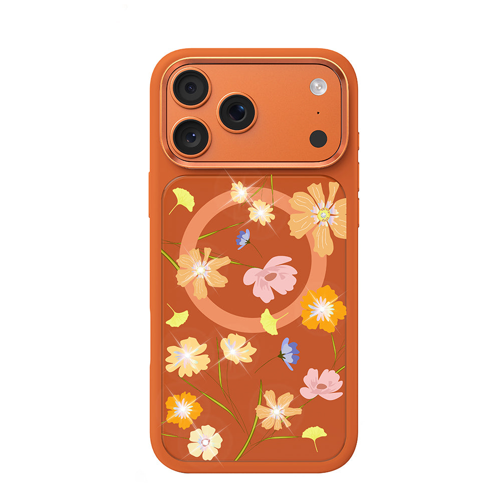 iPhone 17 Pro Max Kılıf M-safe Şarj Özellikli Çiçek Tasarımlı Mutural Flower Serisi Kılıf