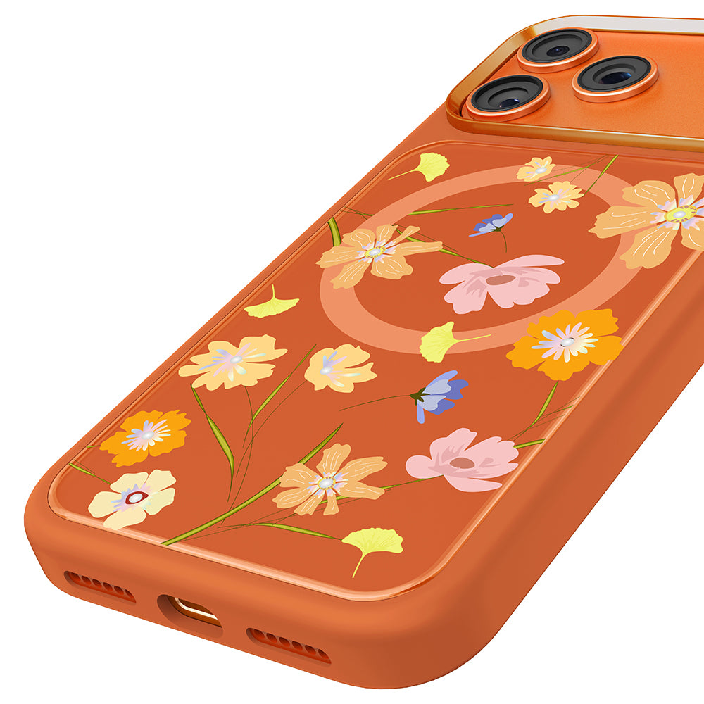 iPhone 17 Pro Max Kılıf M-safe Şarj Özellikli Çiçek Tasarımlı Mutural Flower Serisi Kılıf