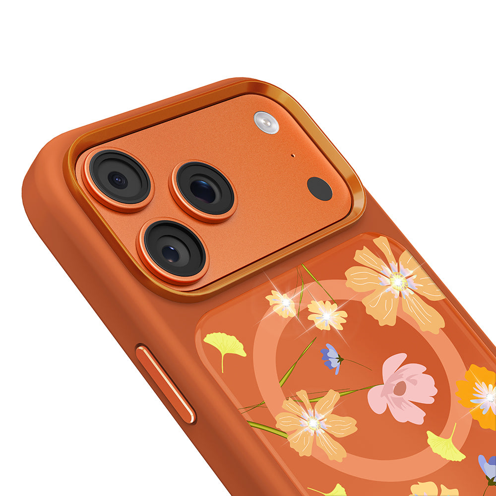 iPhone 17 Pro Max Kılıf M-safe Şarj Özellikli Çiçek Tasarımlı Mutural Flower Serisi Kılıf