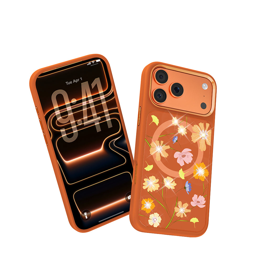 iPhone 17 Pro Max Kılıf M-safe Şarj Özellikli Çiçek Tasarımlı Mutural Flower Serisi Kılıf