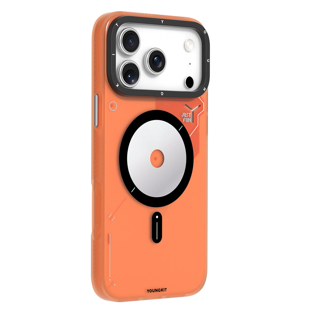 iPhone 17 Pro Max Kılıf M-safe Şarj Özellikli Disk Desenli Youngkit Disc Battle Kılıf