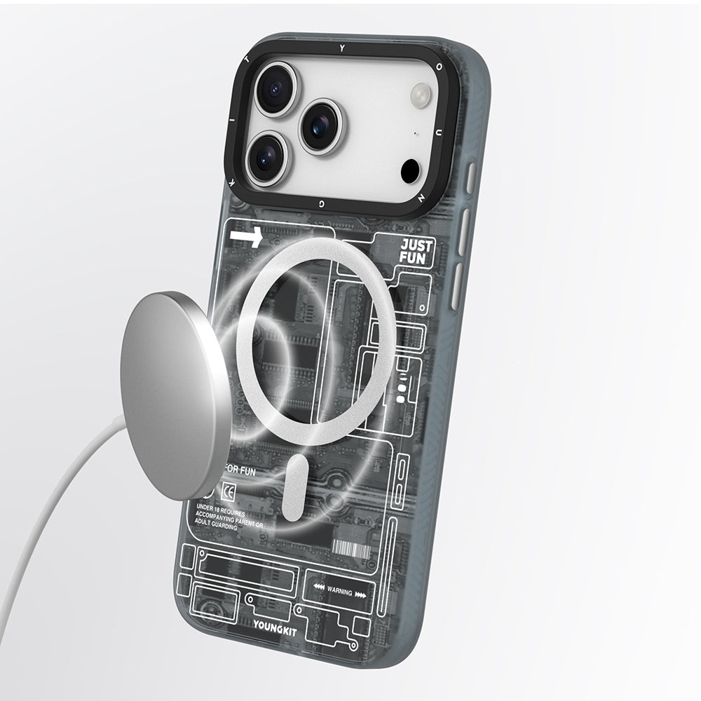 iPhone 17 Pro Max Kılıf M-safe Şarj Özellikli Kamera Denetim Butonlu Youngkit Technology Serisi Kılıf