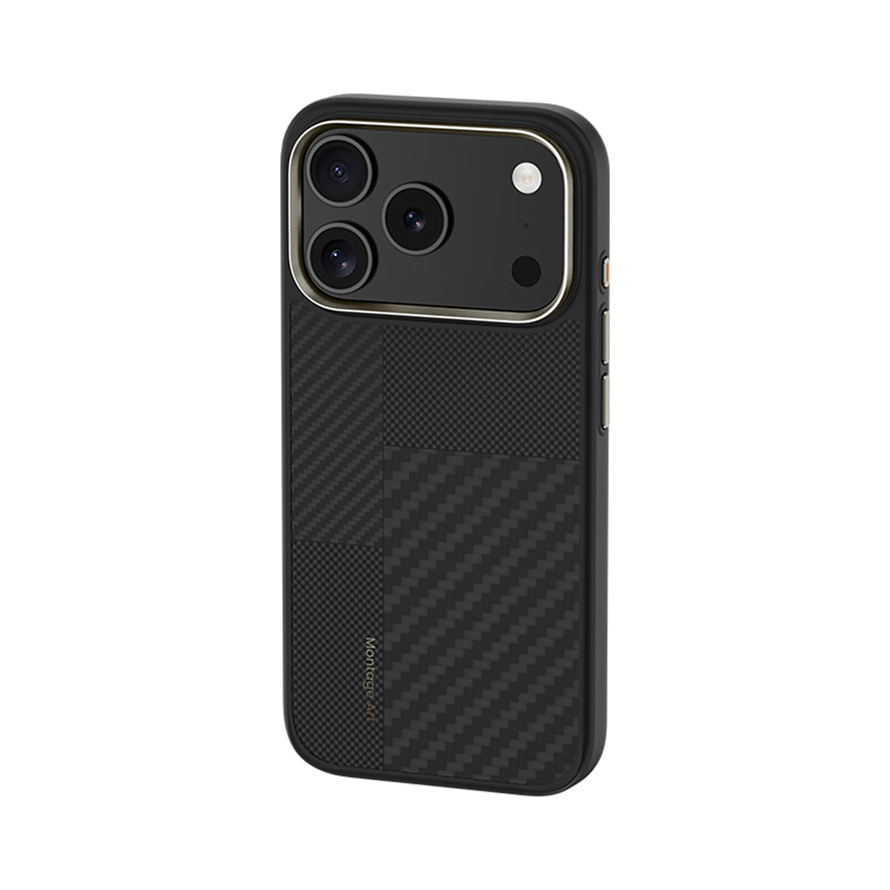 iPhone 17 Pro Max Kılıf M-safe Şarj Özellikli Karbon Fiber Benks Montage Hybrid ArmorPro Kevlar Kılıf