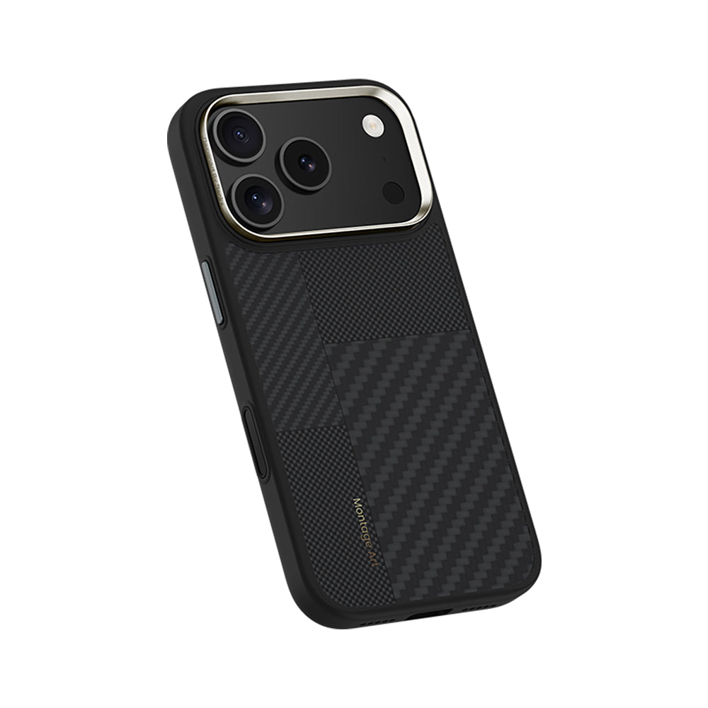 iPhone 17 Pro Max Kılıf M-safe Şarj Özellikli Karbon Fiber Benks Montage Hybrid ArmorPro Kevlar Kılıf