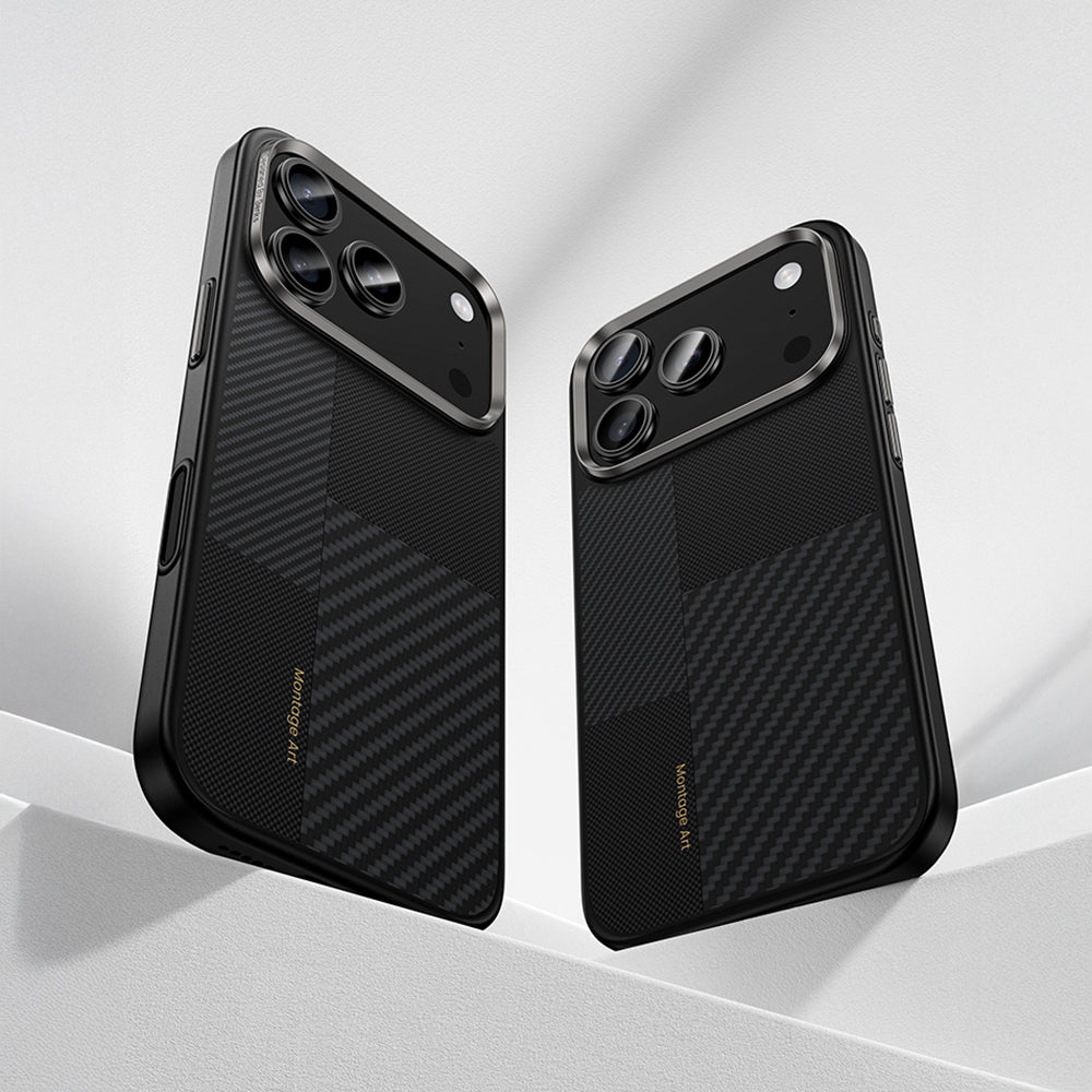 iPhone 17 Pro Max Kılıf M-safe Şarj Özellikli Karbon Fiber Benks Montage Hybrid ArmorPro Kevlar Kılıf