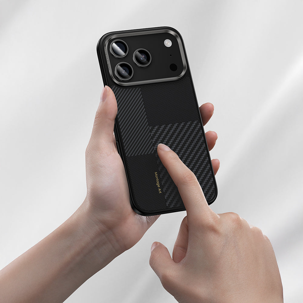 iPhone 17 Pro Max Kılıf M-safe Şarj Özellikli Karbon Fiber Benks Montage Hybrid ArmorPro Kevlar Kılıf