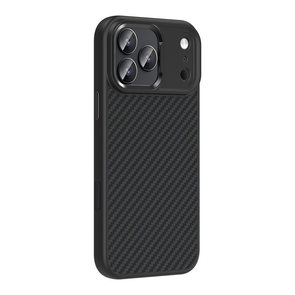 iPhone 17 Pro Max Kılıf M-Safe Şarj Özellikli Karbon Fiber Görünümlü Zore Truva Silikon Kılıf