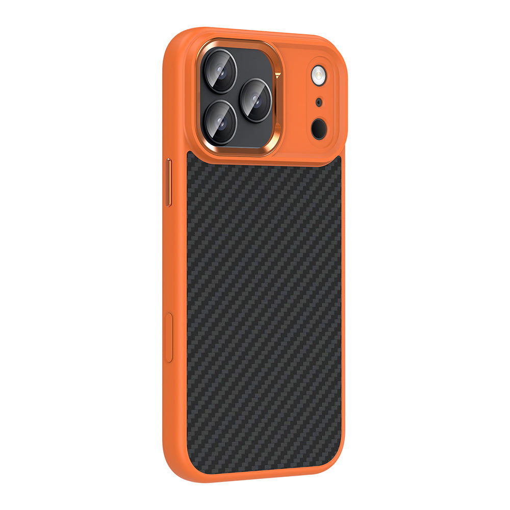 iPhone 17 Pro Max Kılıf M-Safe Şarj Özellikli Karbon Fiber Görünümlü Zore Truva Silikon Kılıf