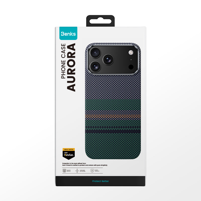 iPhone 17 Pro Max Kılıf M-safe Şarj Özellikli Karbon Fiber Tasarımlı Benks Aurora ArmorAir Kevlar Kılıf