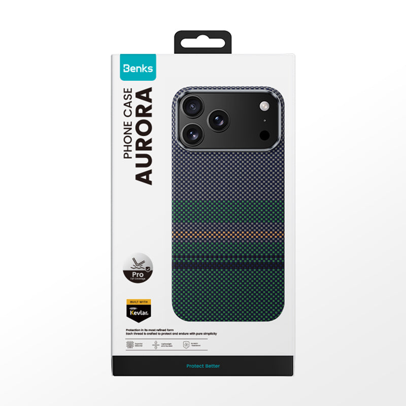 iPhone 17 Pro Max Kılıf M-safe Şarj Özellikli Karbon Fiber Tasarımlı Benks Aurora ArmorPro Kevlar Kılıf