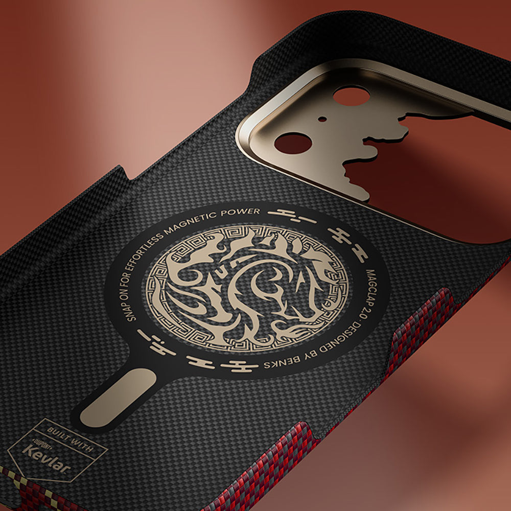 iPhone 17 Pro Max Kılıf M-safe Şarj Özellikli Karbon Fiber Tasarımlı Benks Knight ArmorAir Kevlar Kılıf
