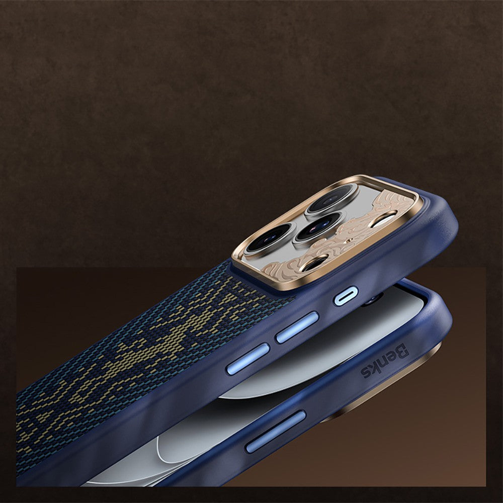 iPhone 17 Pro Max Kılıf M-safe Şarj Özellikli Karbon Fiber Tasarımlı Benks Knight ArmorPro Kevlar Kılıf