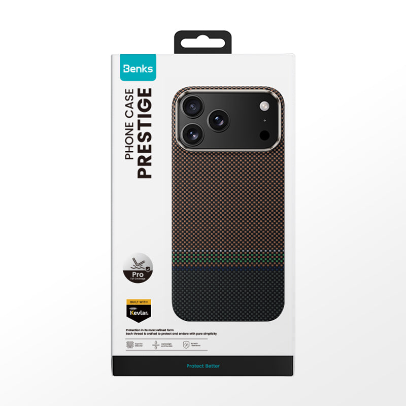 iPhone 17 Pro Max Kılıf M-safe Şarj Özellikli Karbon Fiber Tasarımlı Benks Prestige ArmorPro Kevlar Kılıf