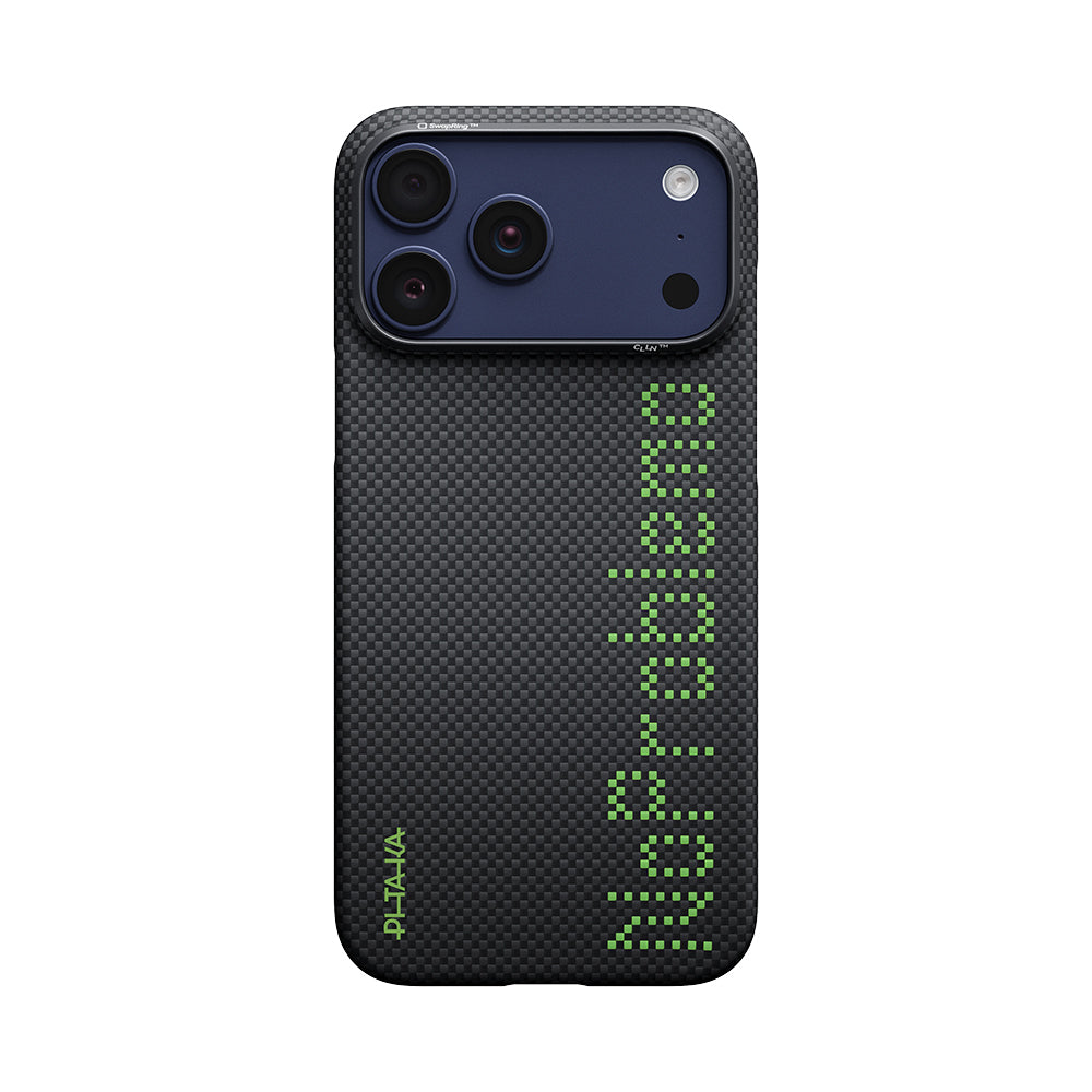 iPhone 17 Pro Max Kılıf M-safe Şarj Özellikli Lumintex Teknolojili Fosforlu Aramid Karbon Fiber Pitaka Tactile Woven Aries Serisi Kılıf