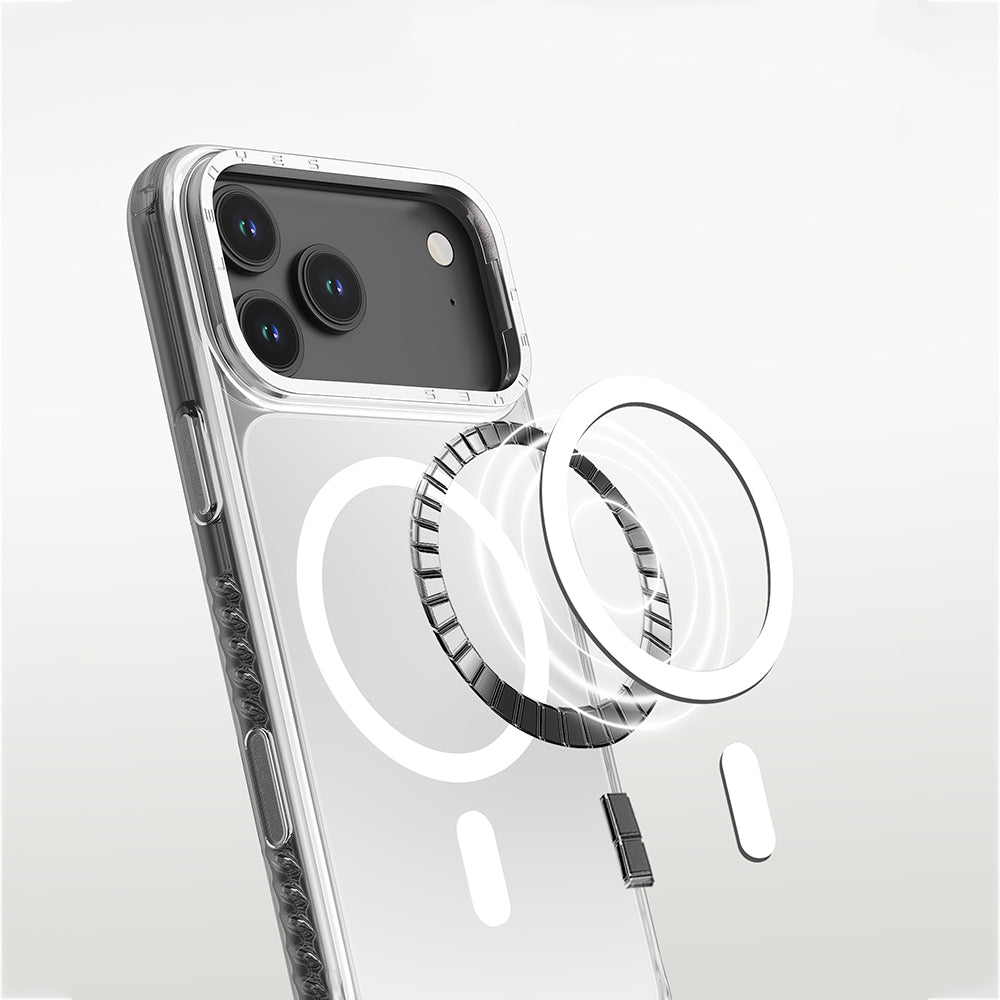 iPhone 17 Pro Max Kılıf M-safe Şarj Özellikli Metal Kamera Çerçeveli Airbag Tasarımlı Lenyes CK221 Sert PC Kılıf