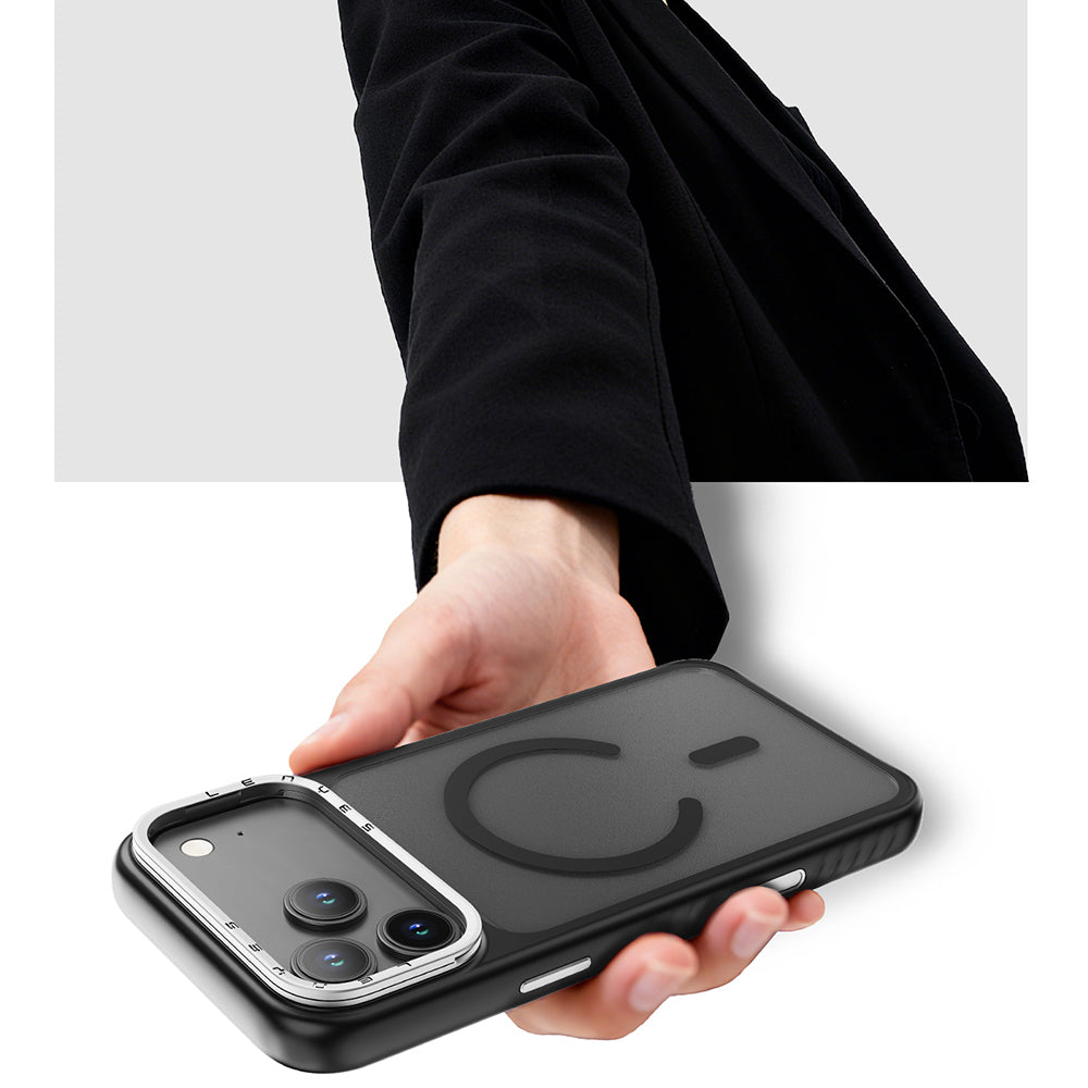 iPhone 17 Pro Max Kılıf M-safe Şarj Özellikli Metal Kamera Standlı Lenyes CK226 PC Kılıf