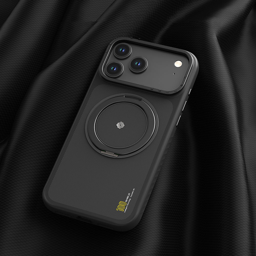 iPhone 17 Pro Max Kılıf M-safe Şarj Özellikli Metal Standlı Lenyes CK225 Kevlar Kılıf