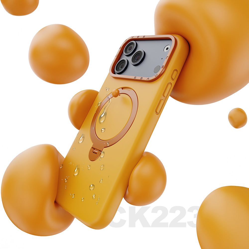 iPhone 17 Pro Max Kılıf M-safe Şarj Özellikli Metal Standlı Sıvı Silikon Lenyes CK223 Kılıf