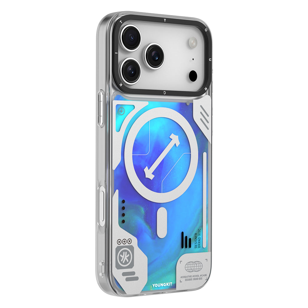 iPhone 17 Pro Max Kılıf M-safe Şarj Özellikli Parlak Kumlu Sıvılı Tasarımlı Galaxy Fantasy Serisi Kılıf