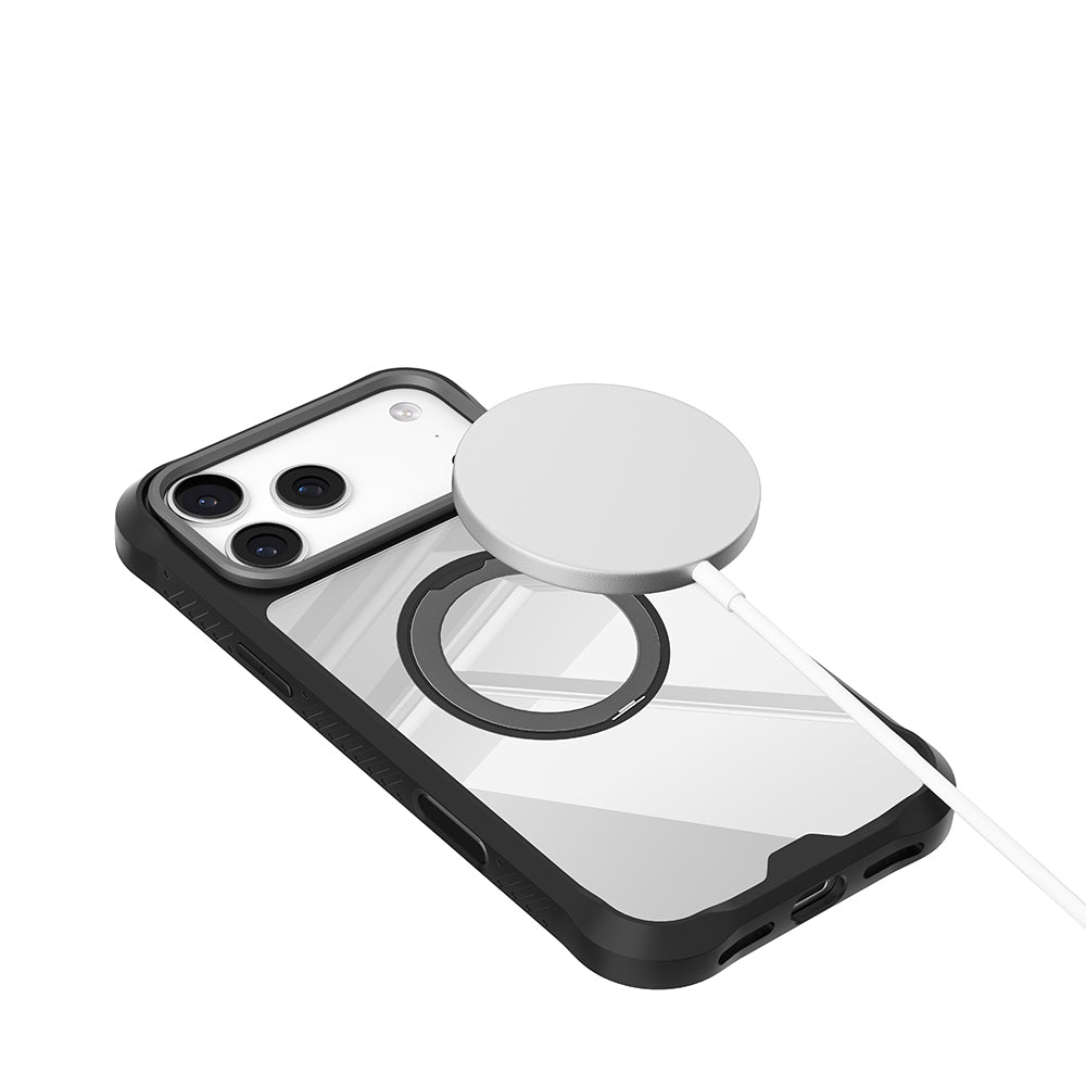 iPhone 17 Pro Max Kılıf M-safe Şarj Özellikli Parmak Ring Standlı Airbag Tasarımlı Mutural Obsidian Serisi Kılıf