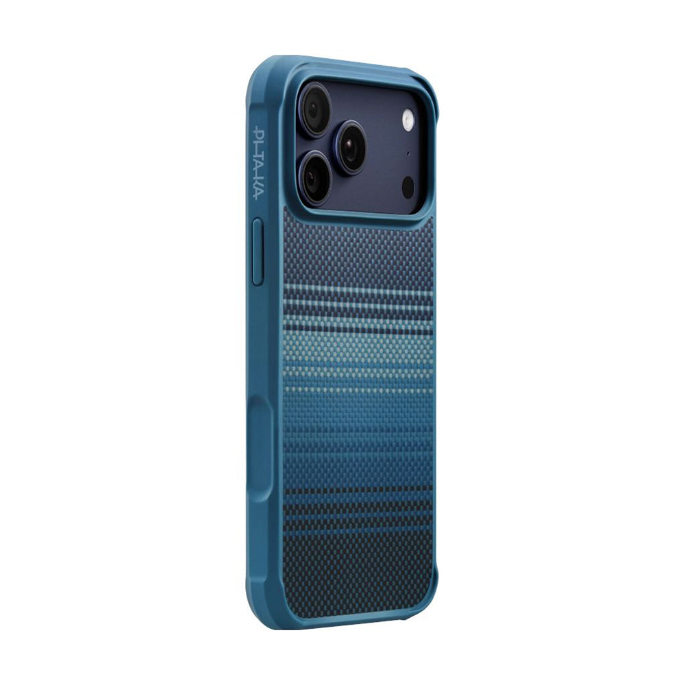 iPhone 17 Pro Max Kılıf M-safe Şarj Özellikli Pitaka Tactile Woven Sunset-Moonrise Aramid Pro Guard Serisi Karbon Kılıf