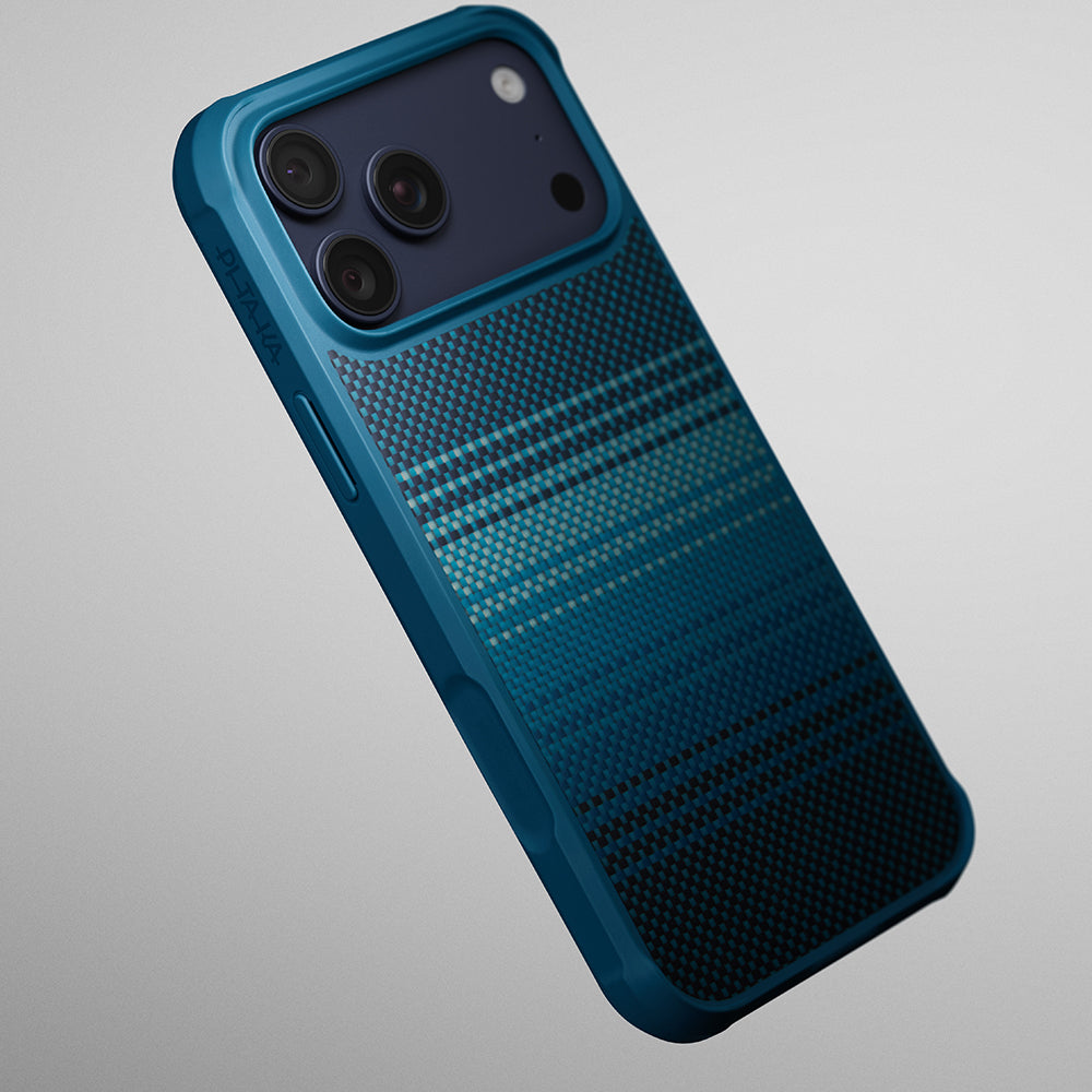 iPhone 17 Pro Max Kılıf M-safe Şarj Özellikli Pitaka Tactile Woven Sunset-Moonrise Aramid Pro Guard Serisi Karbon Kılıf