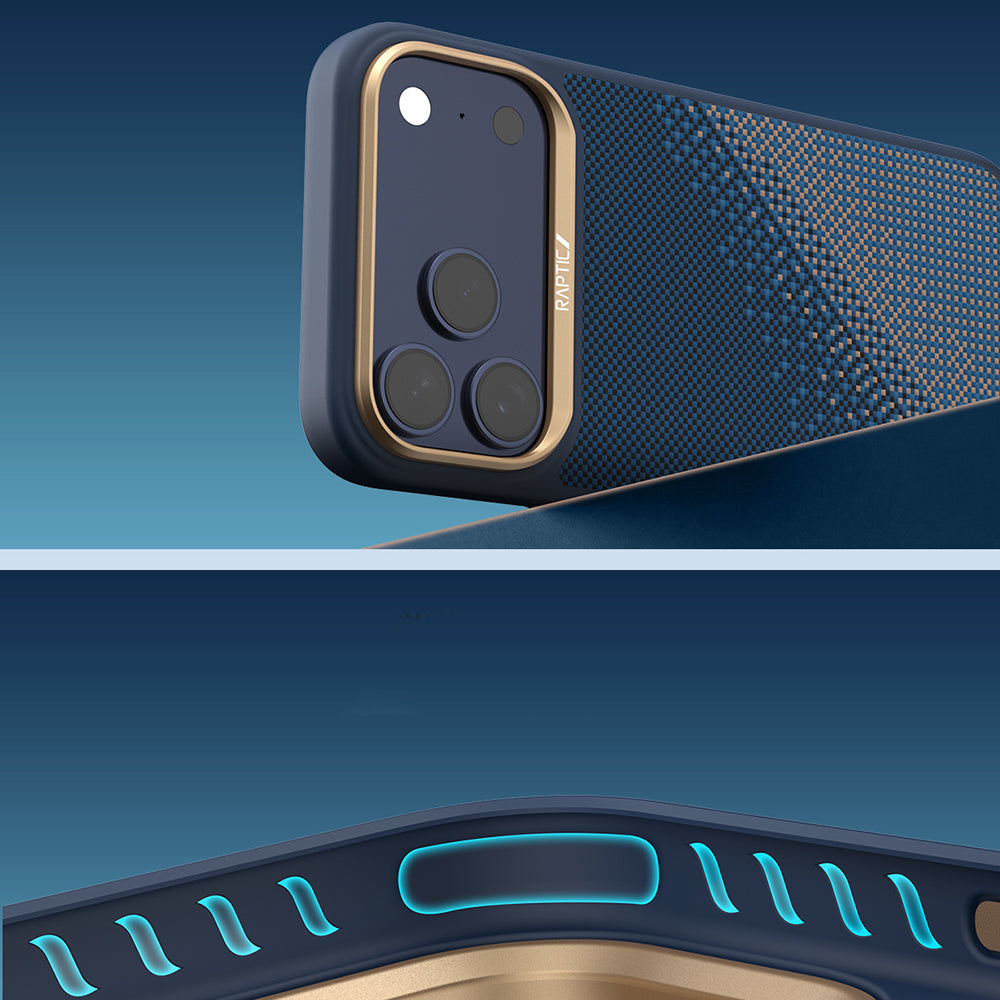 iPhone 17 Pro Max Kılıf M-safe Şarj Özellikli Raptic Aramid Dual Serenity Serisi Karbon Kılıf