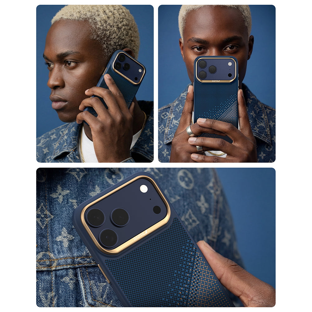 iPhone 17 Pro Max Kılıf M-safe Şarj Özellikli Raptic Aramid Dual Serenity Serisi Karbon Kılıf