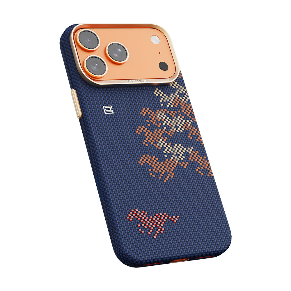 iPhone 17 Pro Max Kılıf M-safe Şarj Özellikli Raptic Aramid Skin Chivalry Serisi Karbon Kılıf