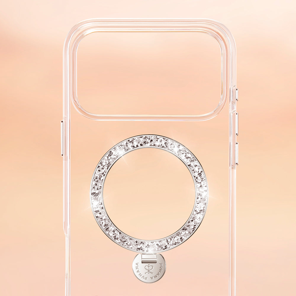 iPhone 17 Pro Max Kılıf M-safe Şarj Özellikli Simli Standlı Pynana Dancing Circle Trendy Serisi Kılıf