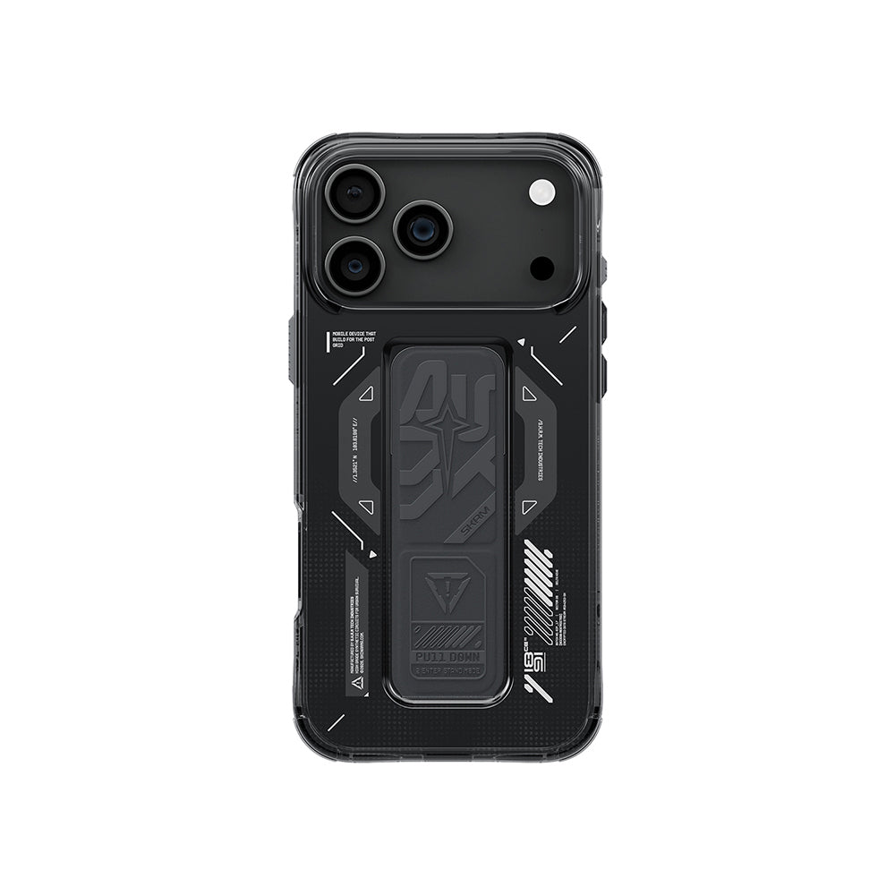 iPhone 17 Pro Max Kılıf M-safe Şarj Özellikli Teknoloji Desenli Skinarma Helio Mag Charge Standlı Kılıf