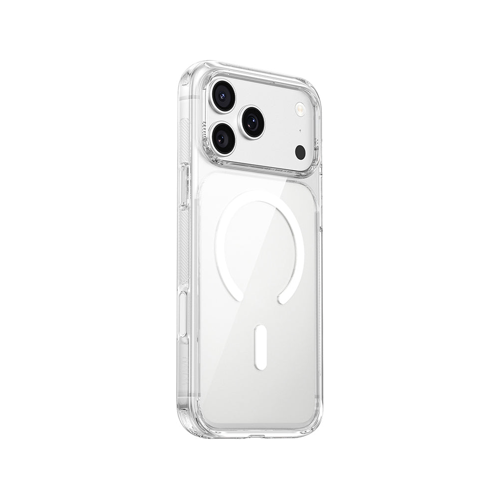 iPhone 17 Pro Max Kılıf M-safe Şarj Özellikli Wiwu CS-202 Crystal Shield Pro Serisi Anti Yellowing Sert PC Kılıf