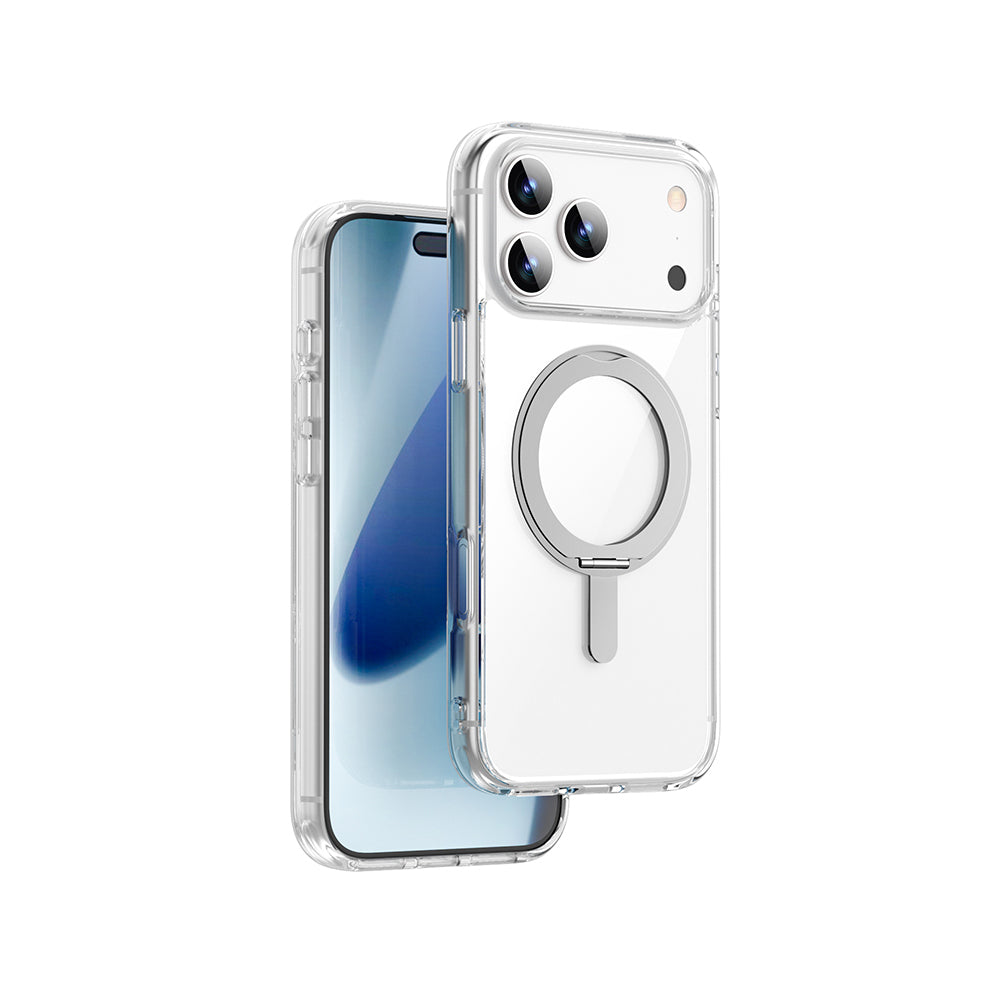 iPhone 17 Pro Max Kılıf M-safe Şarj Özellikli Wiwu MCC-201 iShield Ultra Serisi Standlı Crystal Sert PC Kılıf