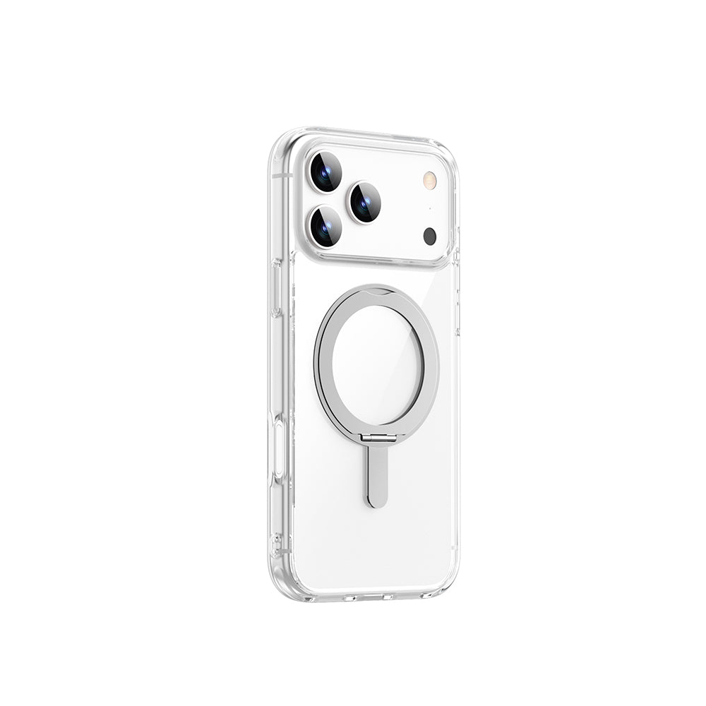 iPhone 17 Pro Max Kılıf M-safe Şarj Özellikli Wiwu MCC-201 iShield Ultra Serisi Standlı Crystal Sert PC Kılıf