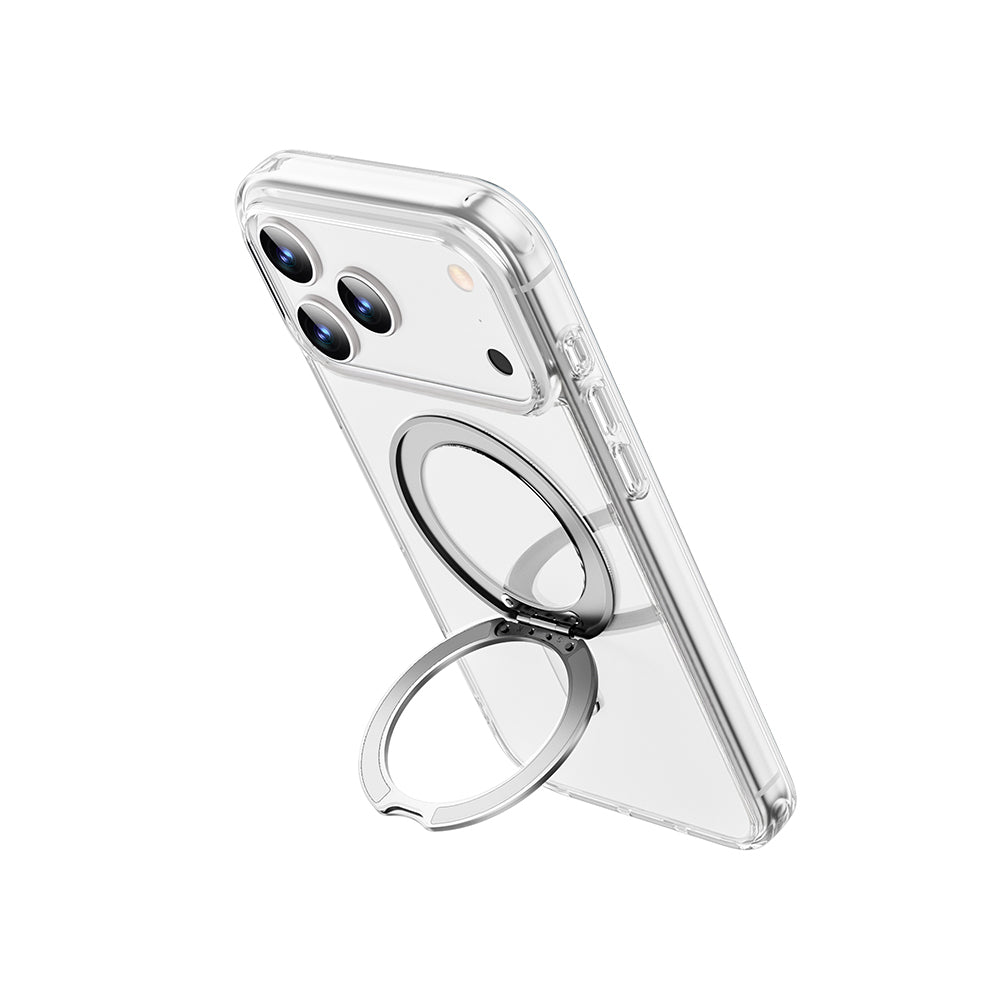 iPhone 17 Pro Max Kılıf M-safe Şarj Özellikli Wiwu MCC-201 iShield Ultra Serisi Standlı Crystal Sert PC Kılıf