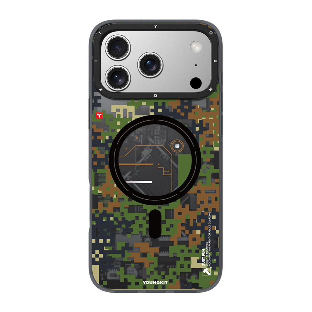 iPhone 17 Pro Max Kılıf M-Safe Şarj Özellikli Youngkit Camouflage Sykell Serisi Kılıf