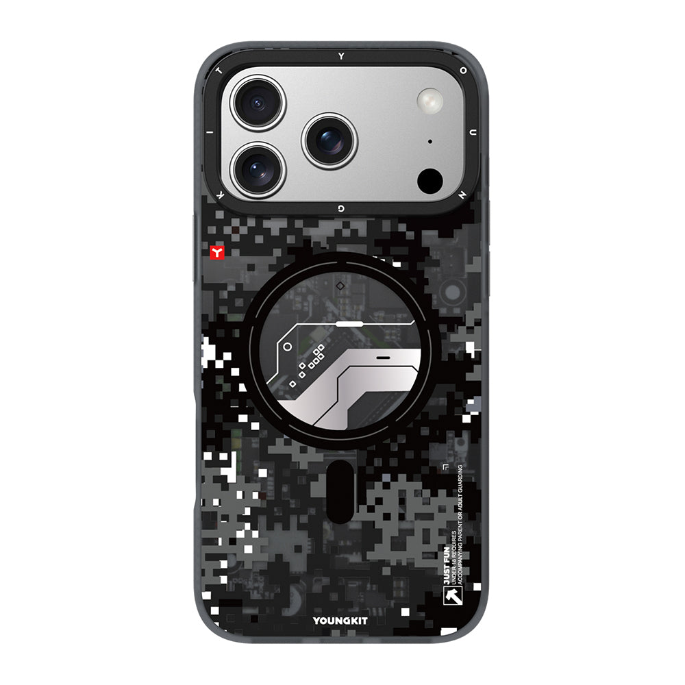 iPhone 17 Pro Max Kılıf M-Safe Şarj Özellikli Youngkit Camouflage Sykell Serisi Kılıf