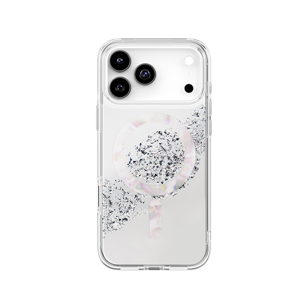 iPhone 17 Pro Max Kılıf M-safe Şarj Parlak Kristal Desenli Coehl Crystelle Kılıf