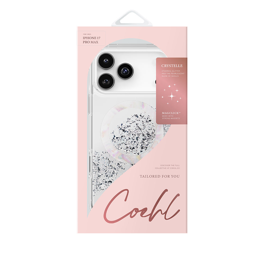 iPhone 17 Pro Max Kılıf M-safe Şarj Parlak Kristal Desenli Coehl Crystelle Kılıf