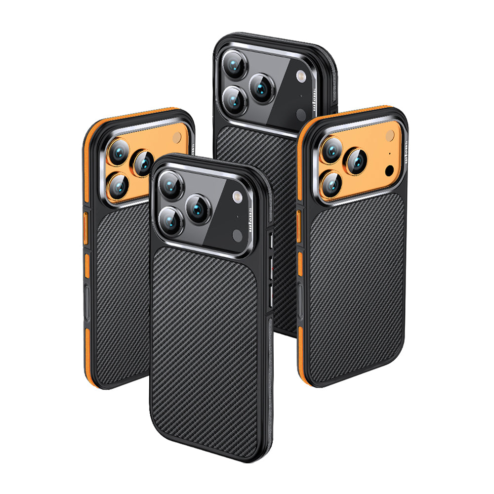 iPhone 17 Pro Max Kılıf Mat Transparan Karbon Fiber Görünümlü Wlons Marin Kılıf