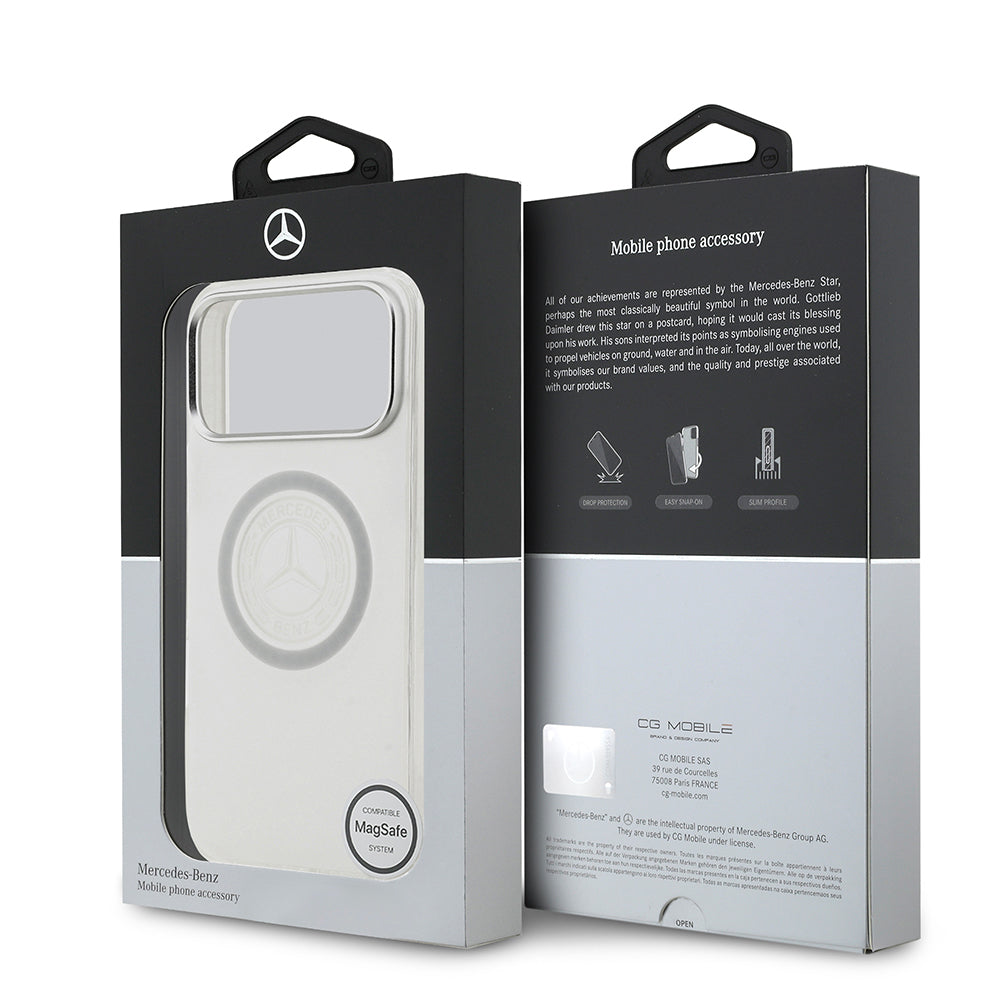 iPhone 17 Pro Max Kılıf Mercedes Benz Orijinal Lisanslı M-safe Şarj Özellikli Buzlu PC Nostaljik Yıldız Dizayn Kılıf