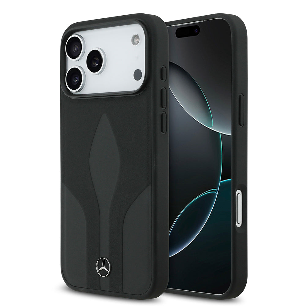 iPhone 17 Pro Max Kılıf Mercedes Benz Orijinal Lisanslı M-safe Şarj Özellikli Dokulu Desenli Deri Kılıf