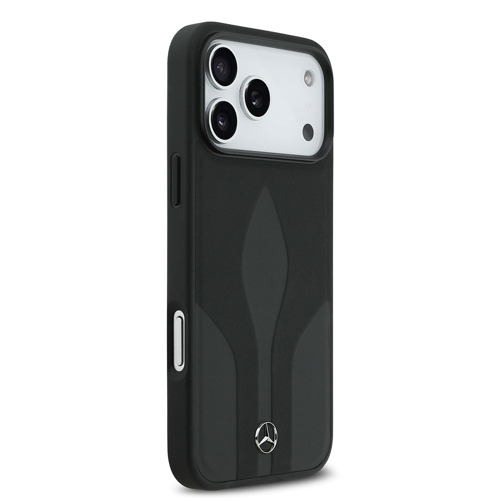 iPhone 17 Pro Max Kılıf Mercedes Benz Orijinal Lisanslı M-safe Şarj Özellikli Dokulu Desenli Deri Kılıf