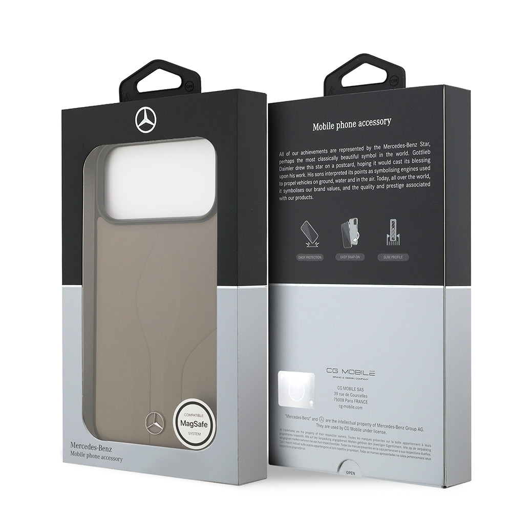 iPhone 17 Pro Max Kılıf Mercedes Benz Orijinal Lisanslı M-safe Şarj Özellikli Dokulu Desenli Deri Kılıf